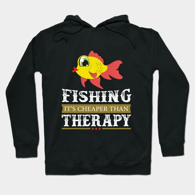 Bass Fishermen Fishing It's Cheaper Than Therapy Hoodie by Cute Creatures